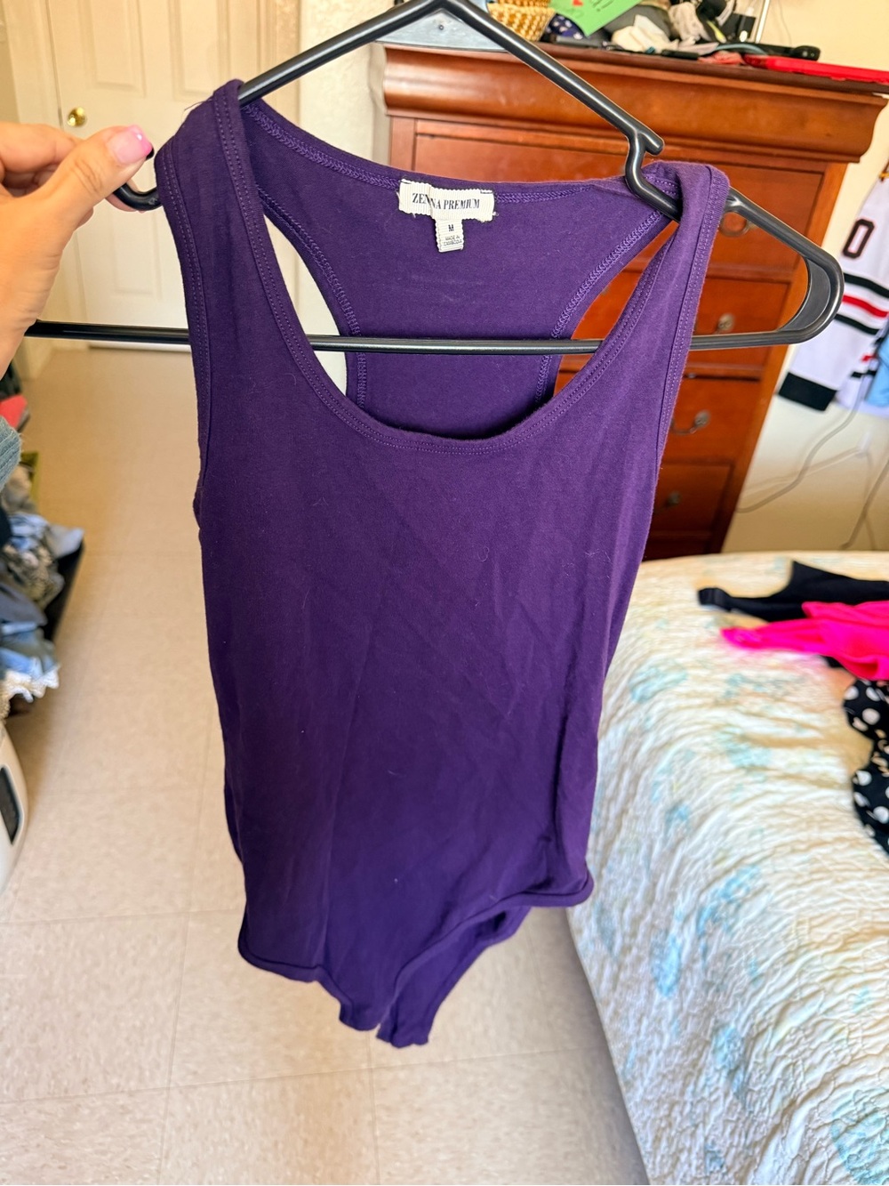 Zenana Outfitters Deep Purple Ribbed Bodysuit